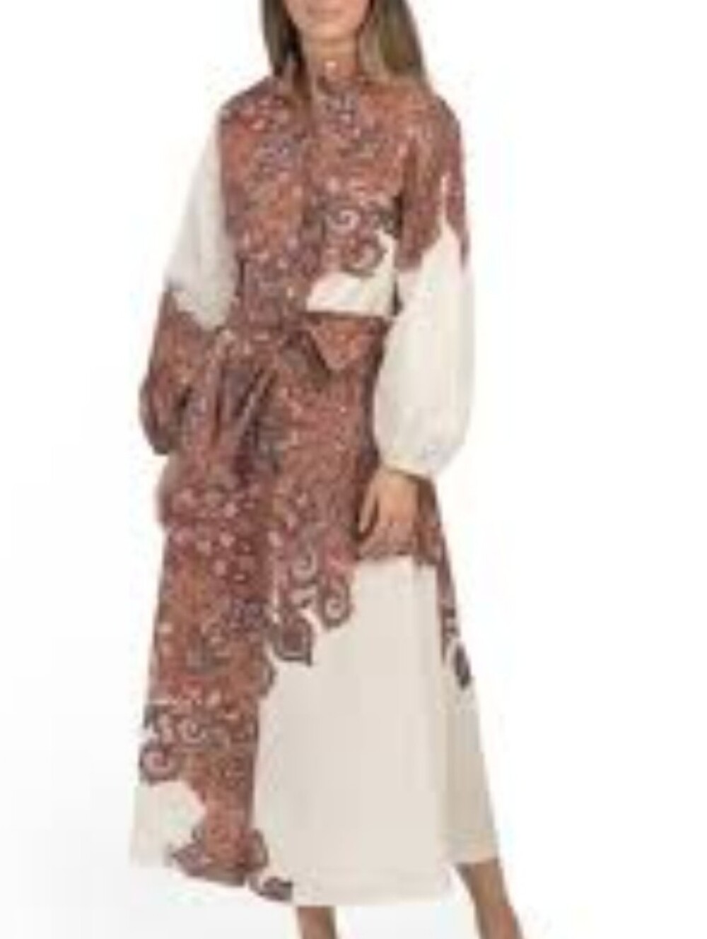 NWT Le Ragazze Terracotta Made In Italy Large Brown Maxi Cotton Dress
